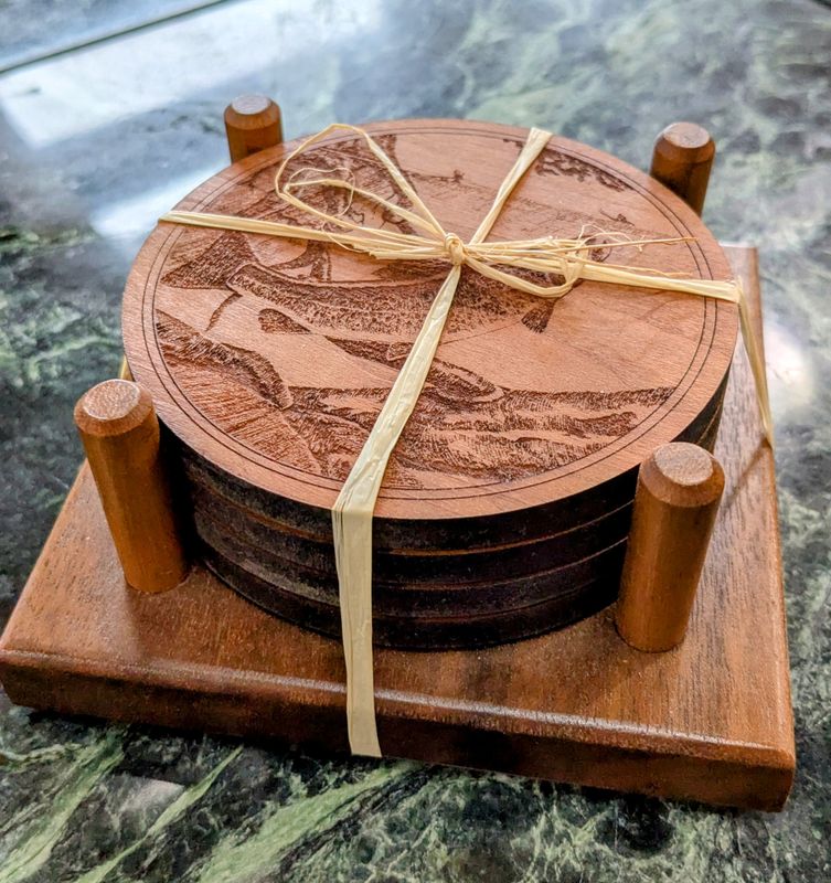 Wood Coaster Set w/ Holder