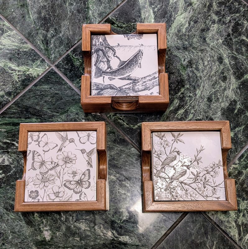Ceramic Coaster Set w/Holder
