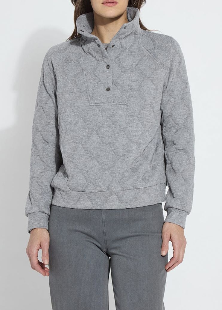 Grey Loretta Quilted Pullover