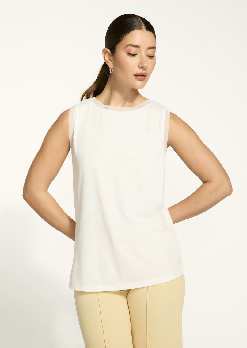 White Boat Neck Cami