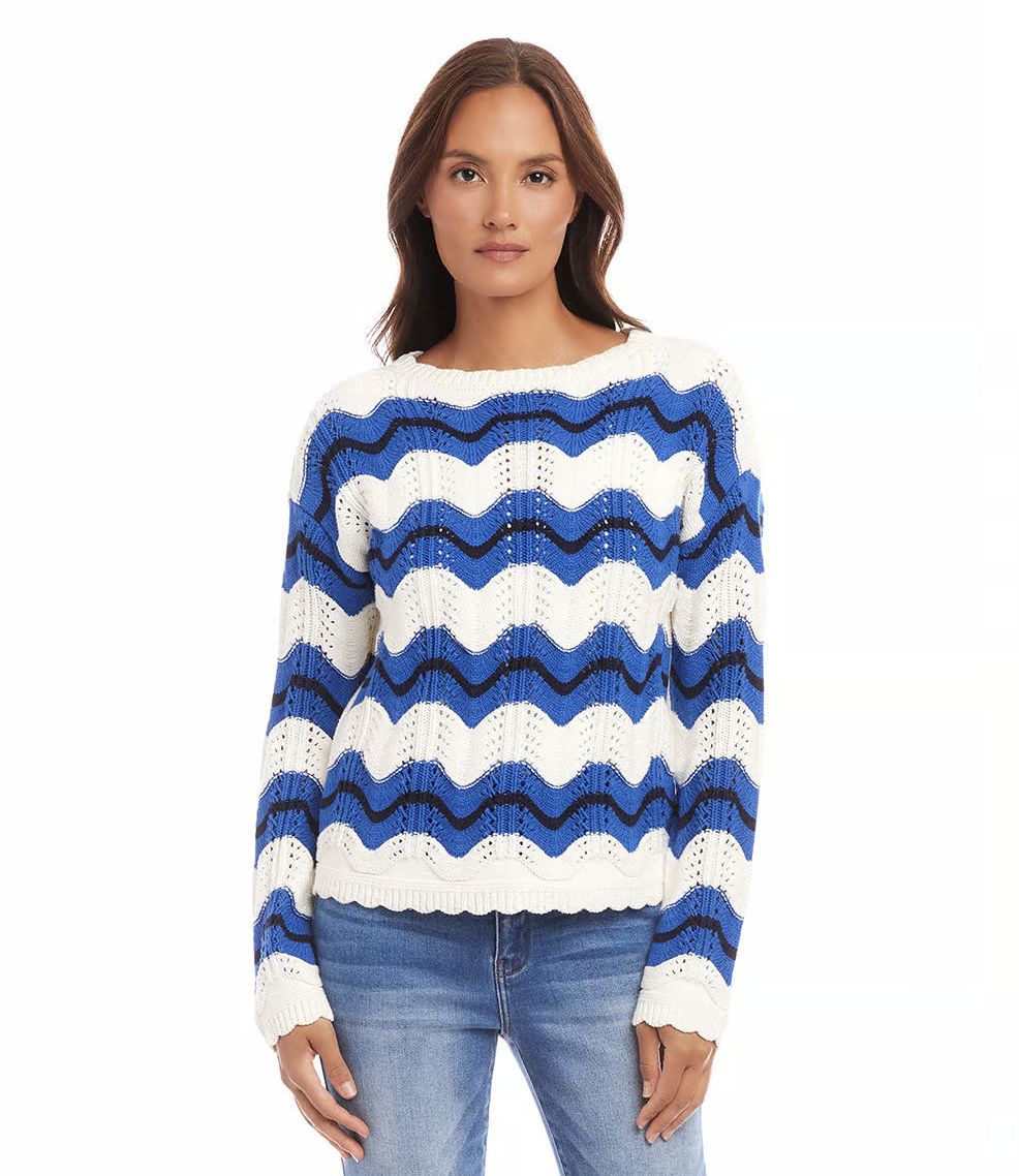 Blue Pointelle Sweater