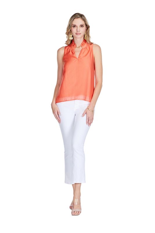 Mandarin Ruffle-Neck Shell