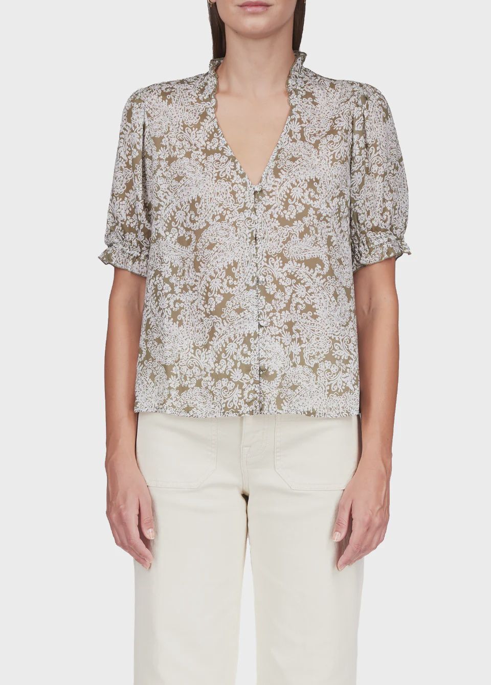 Olive Paisley Top