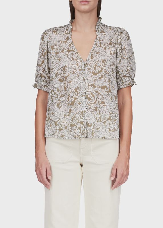 Olive Paisley Top