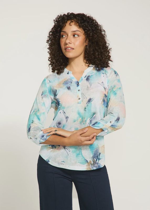 Alani Print Henley Top