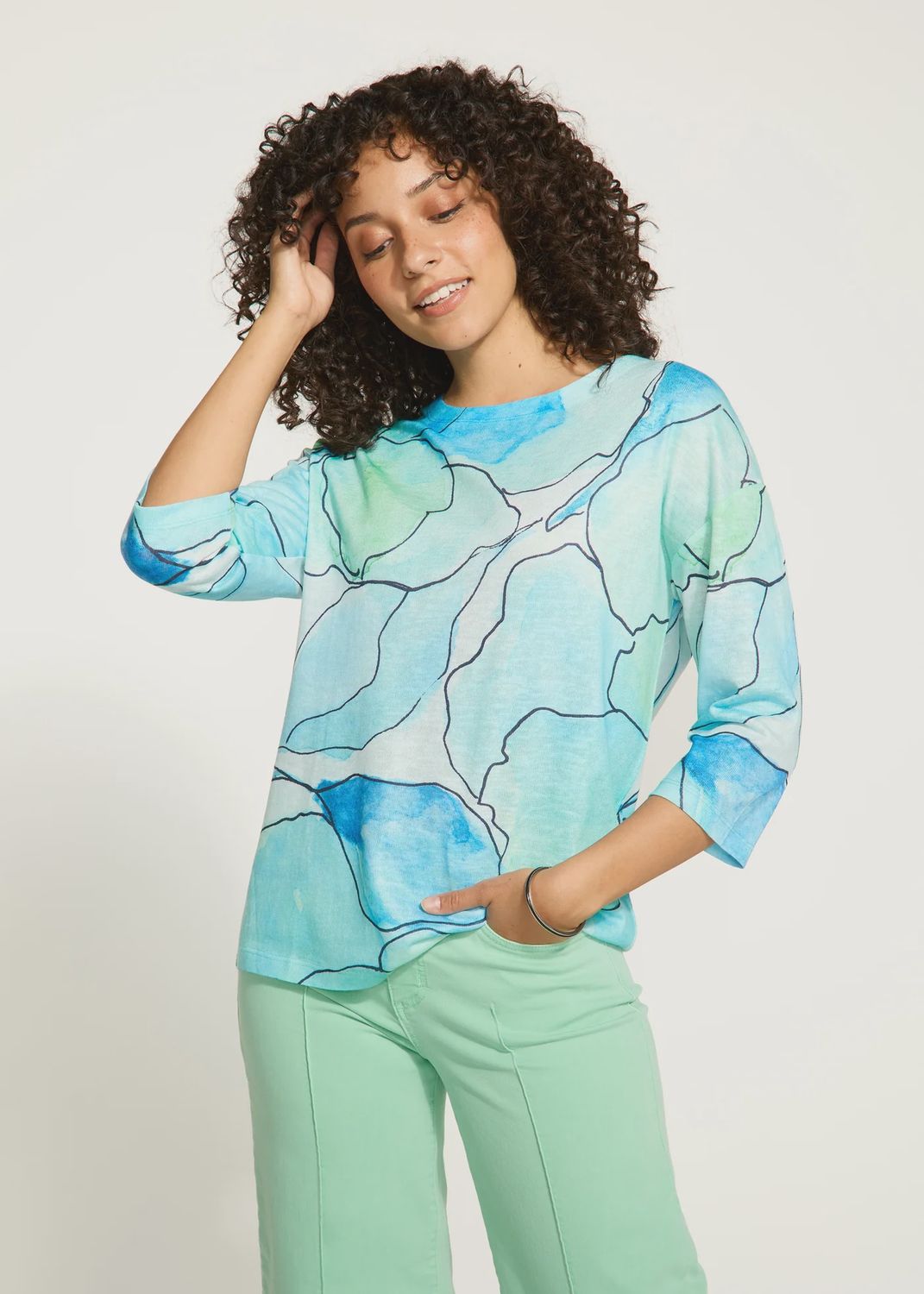 Floral Print Boat Neck Top