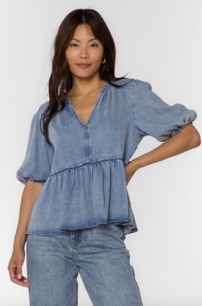Light Denim Shirley Top