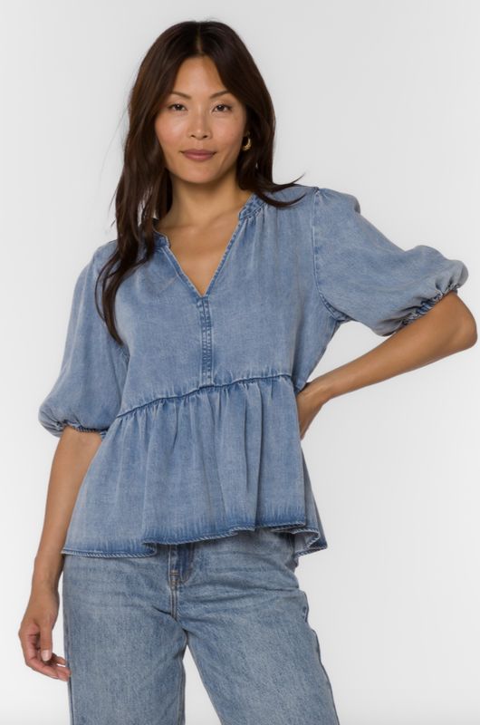 Light Denim Shirley Top