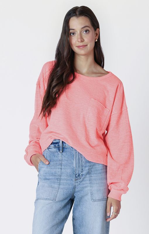 Coral Crew Neck Top