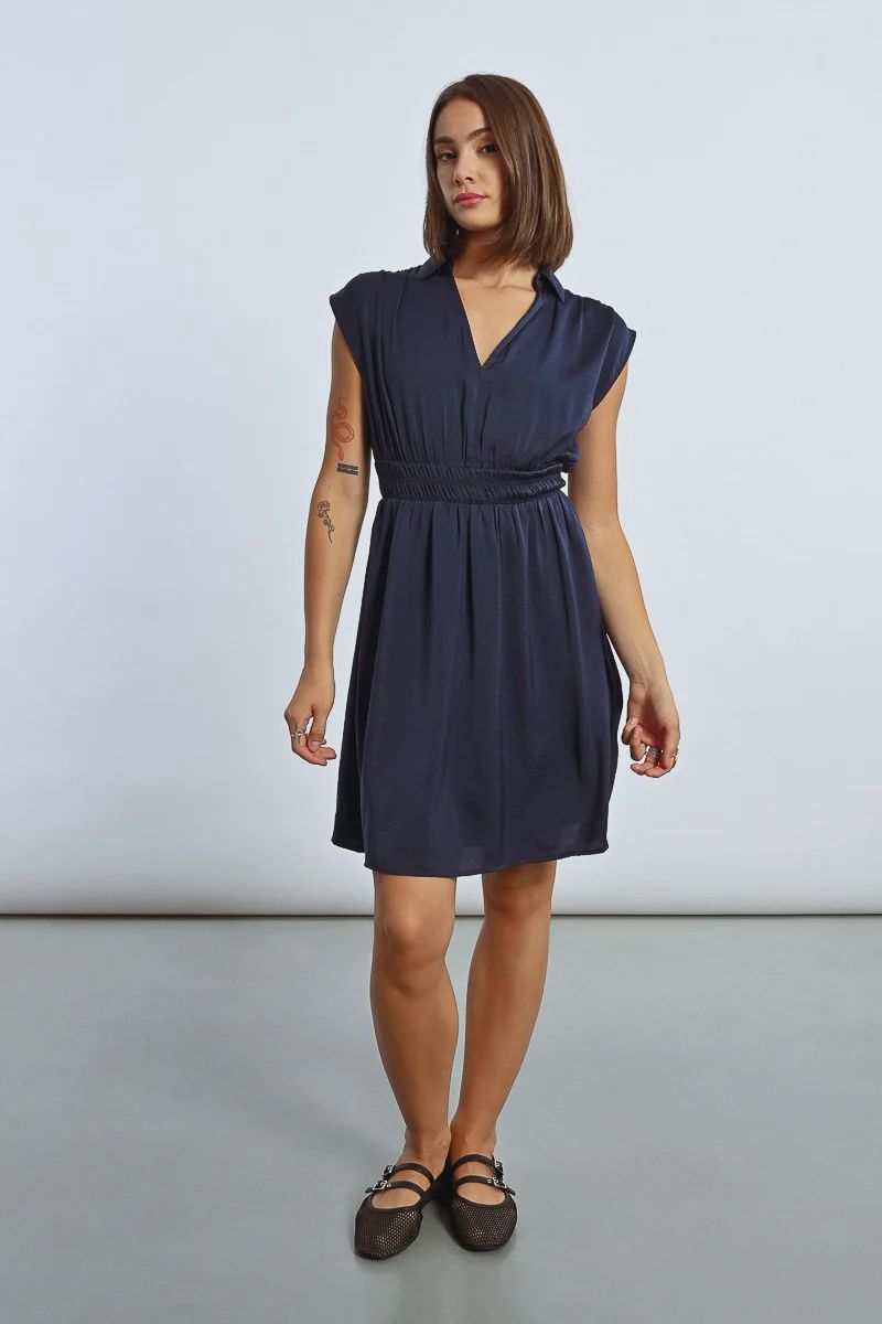 Navy Blue V-Neck Dress