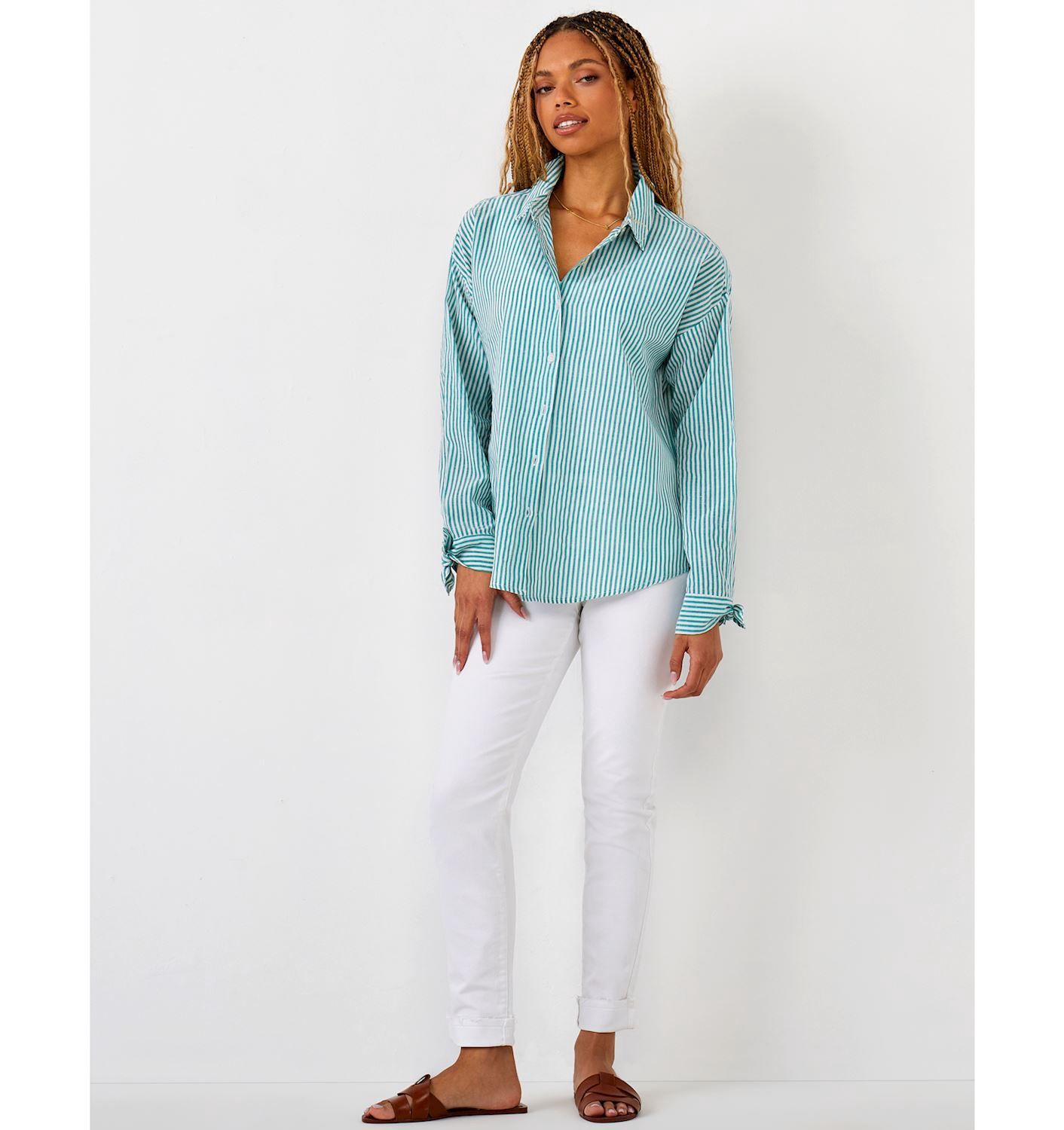 Green Sear Sucker Button-Down