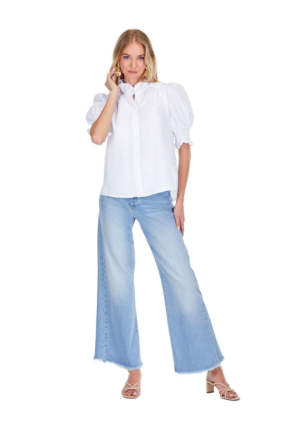White Roma Ruffles Top