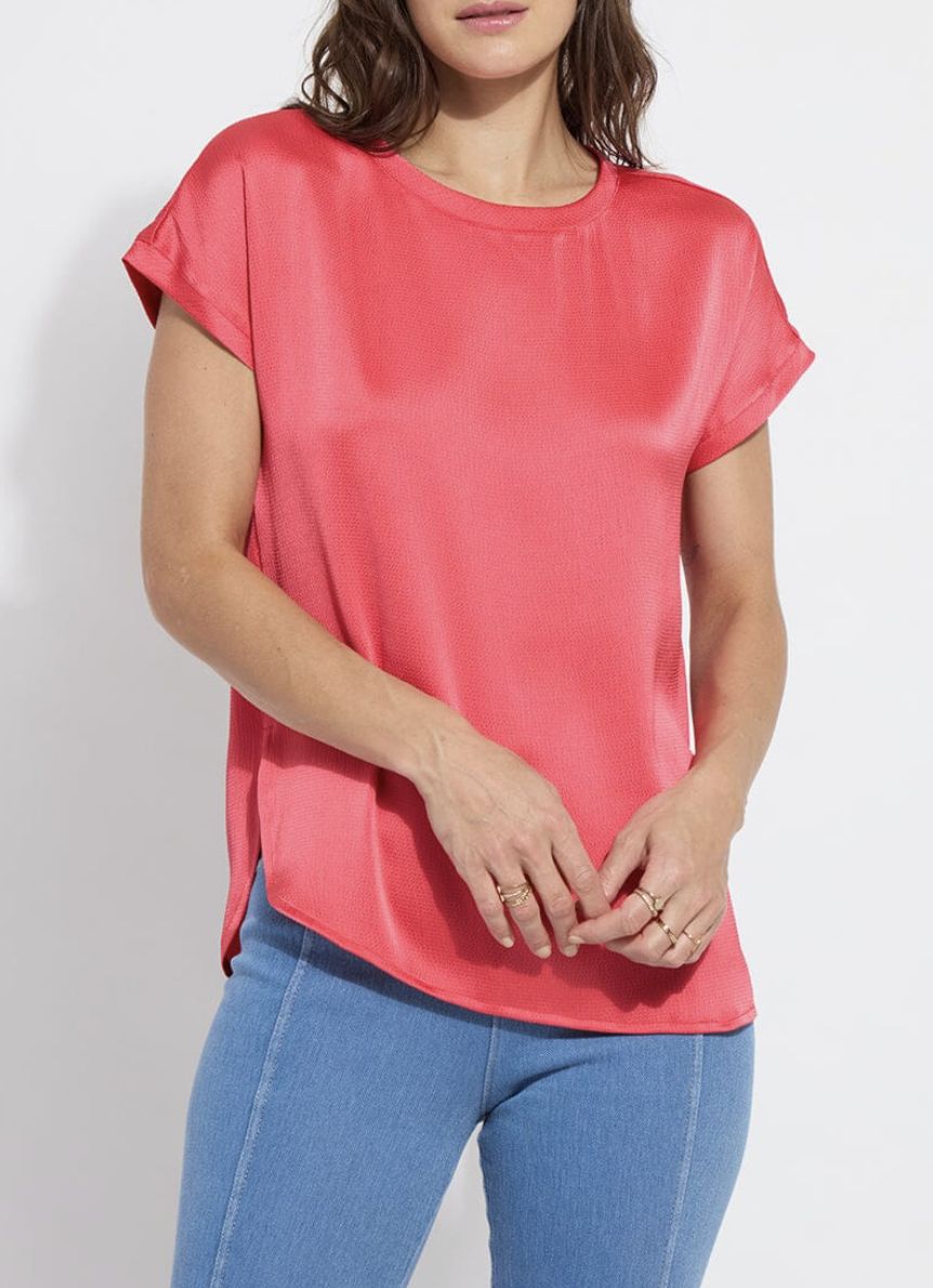 Coral Miri Cap Sleeve Top