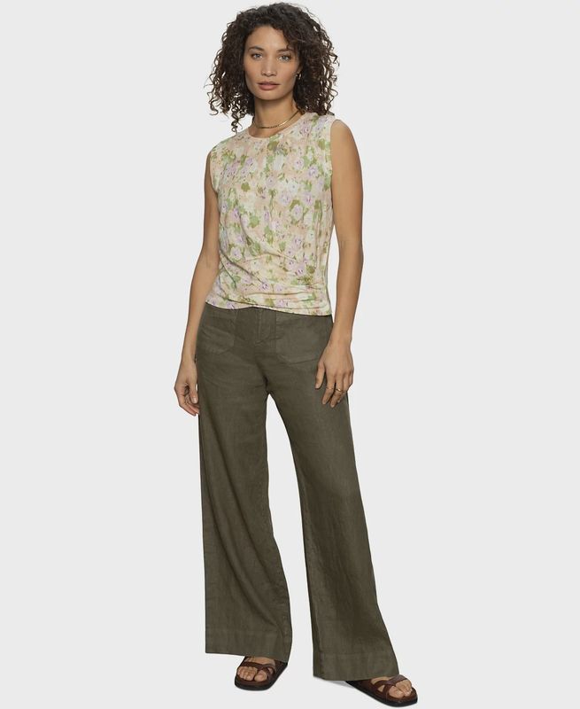 Olive Linen Marine Wide-Leg
