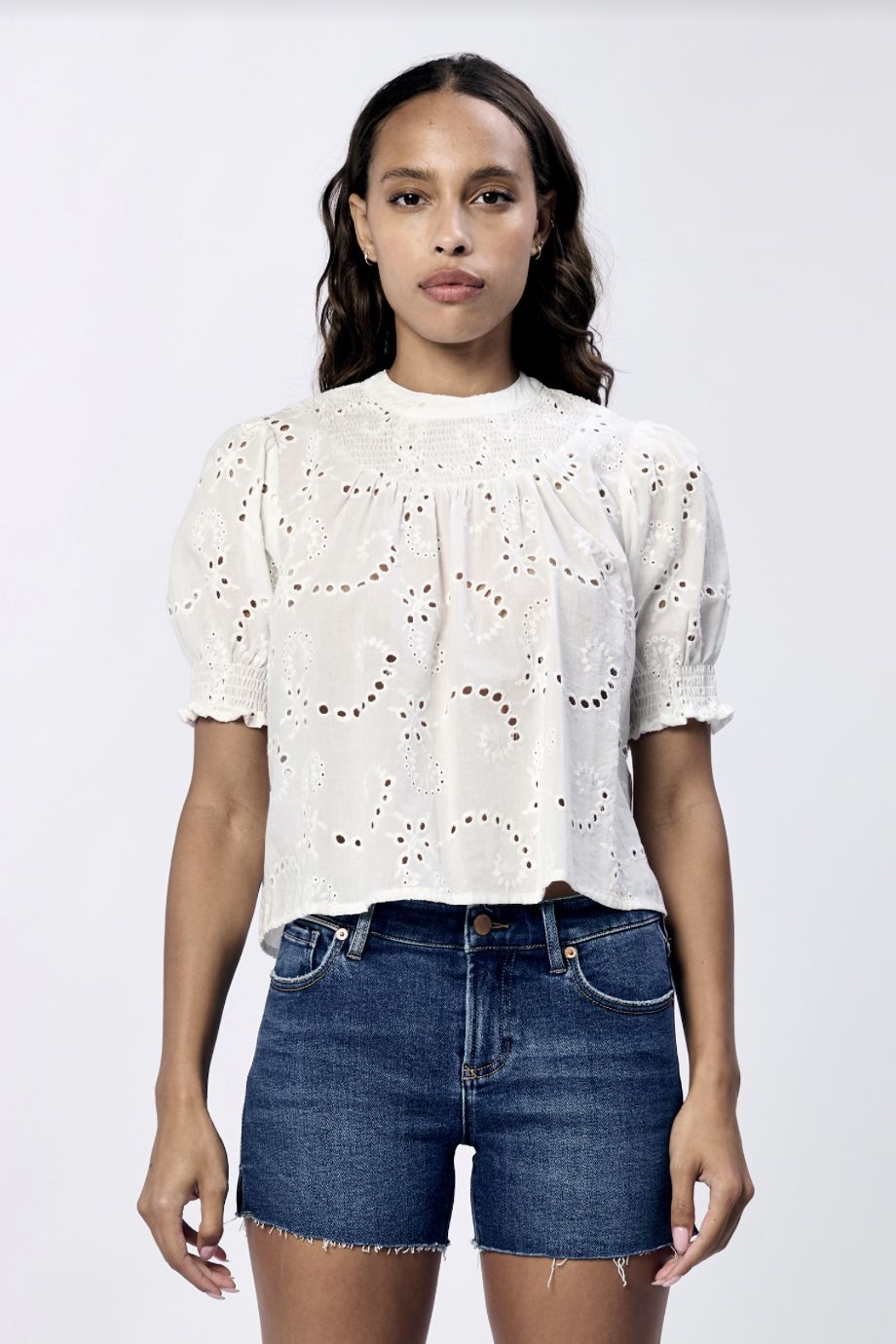 White Eyelet Risa Top