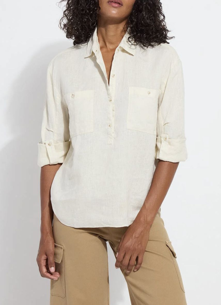 Ecru Roll-Tab Utility Shirt