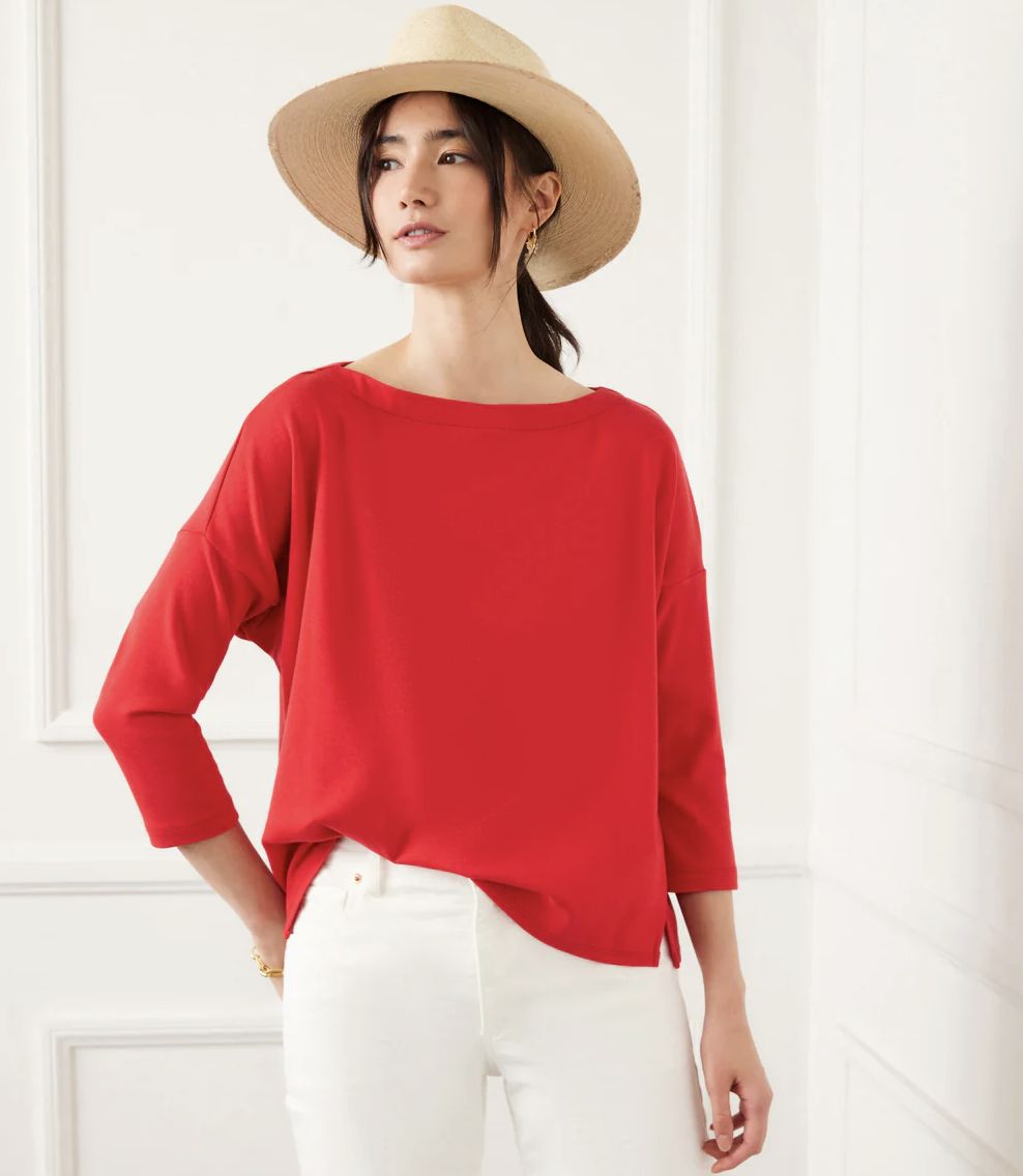 Cherry Boatneck Top