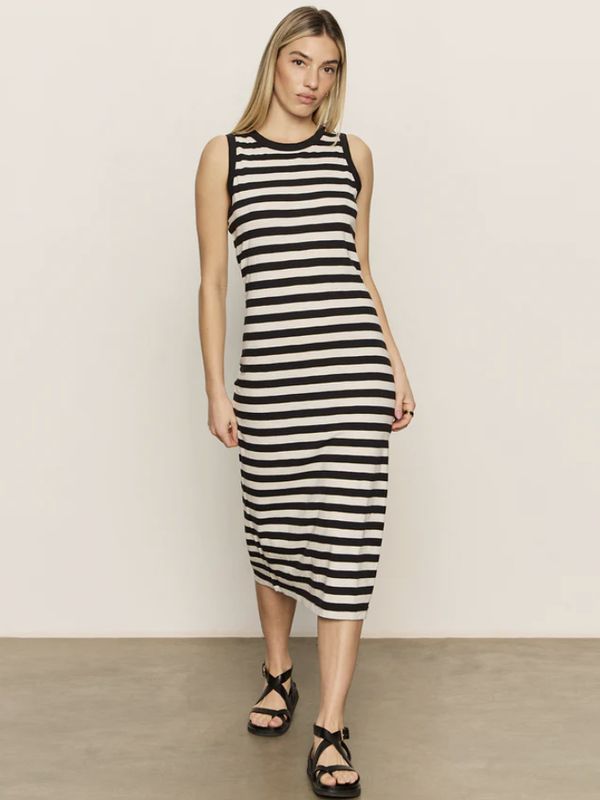 Blk/Cream Stripe Maxi