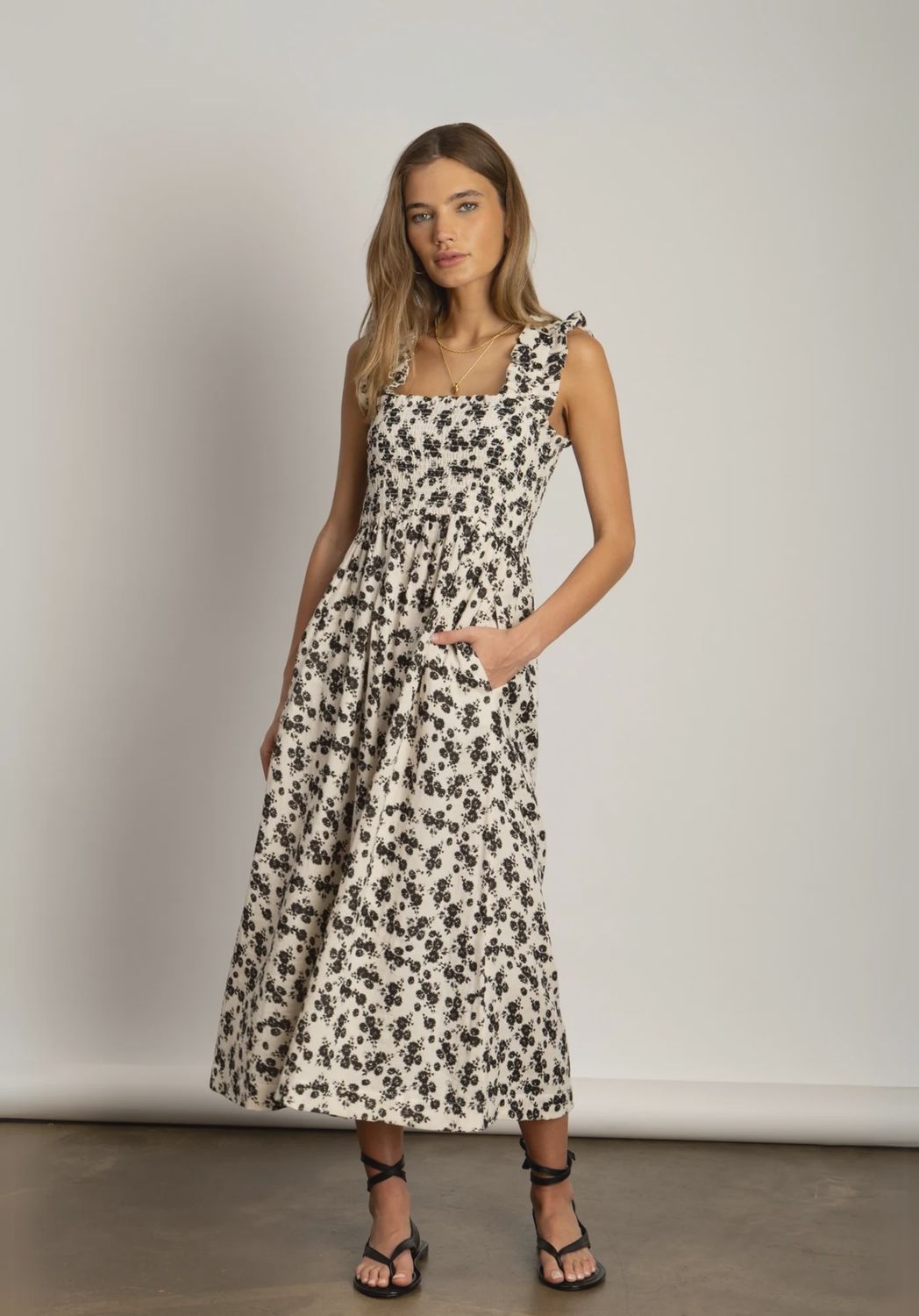 B/W Mori Smocked Dress