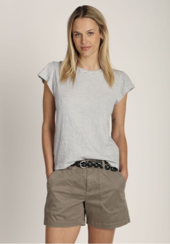 B/W Stripe Remi Crinkle Tee
