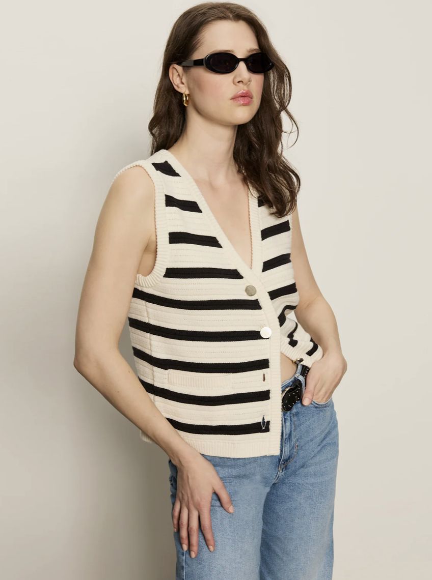 Blk/Cream Stripe Vest