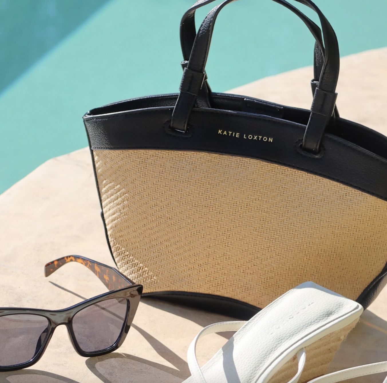 Blk Riveria Raffia Mini Tote