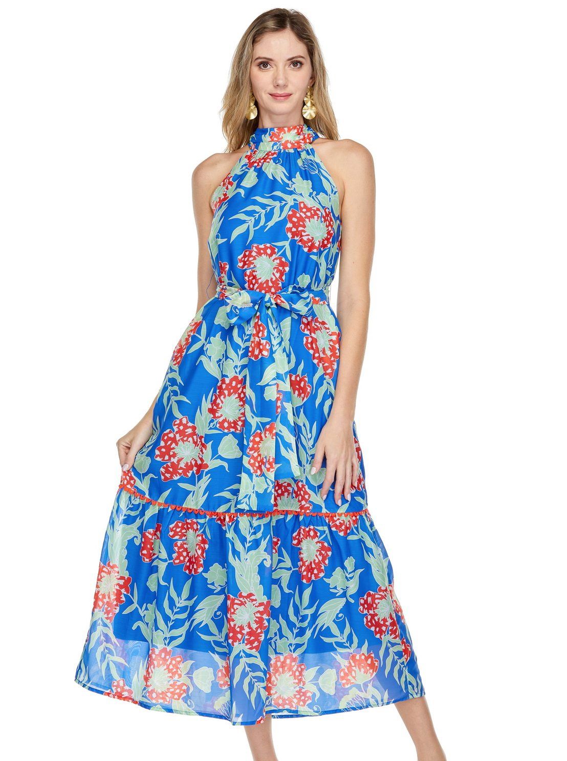 Blue Print Halter Maxi