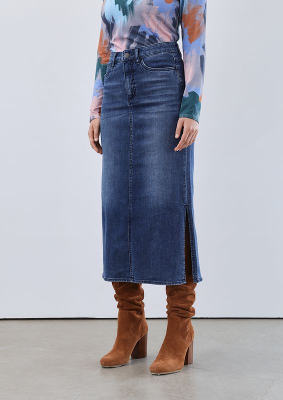 Denim Column Skirt