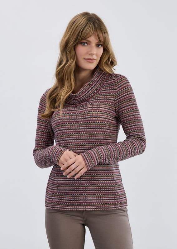 Marled Cowl Neck LS Top