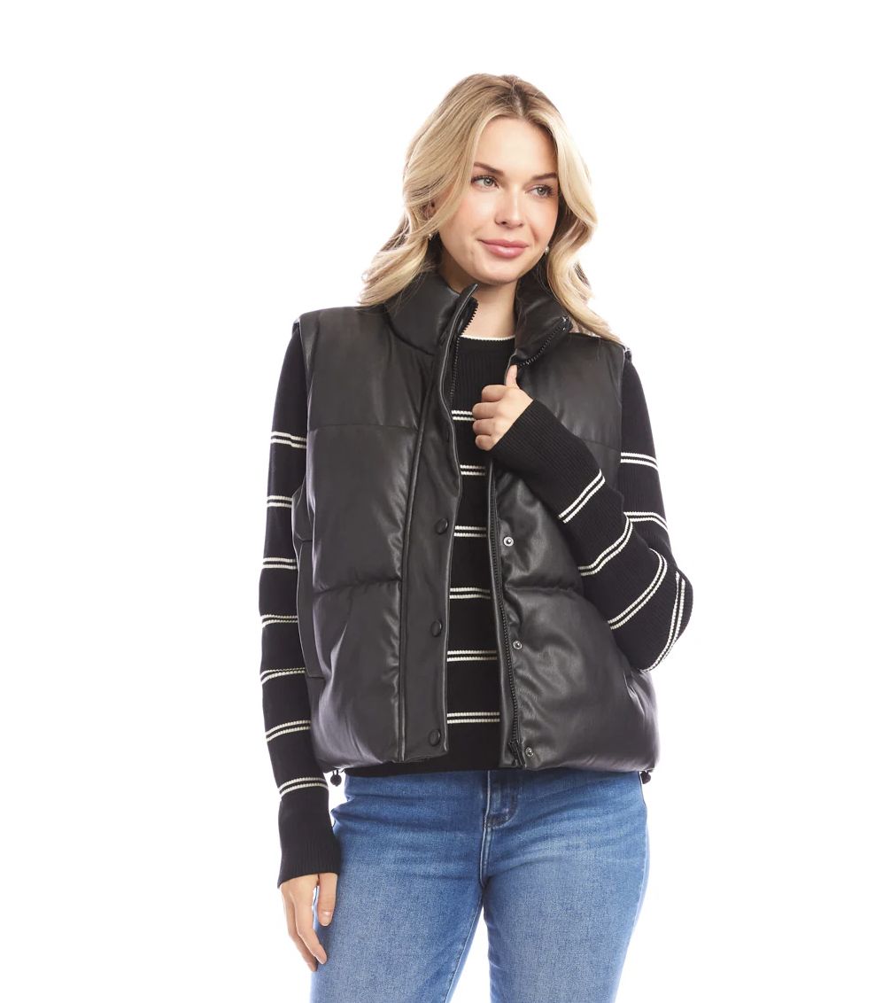 Black Faux Leather Vest
