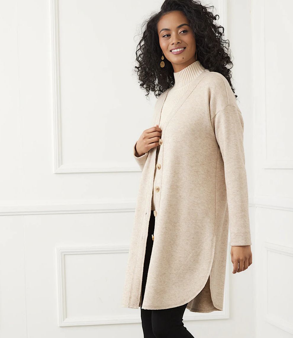 Oat Shirttail Cardigan