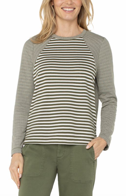 Olive Stripe LS Tee
