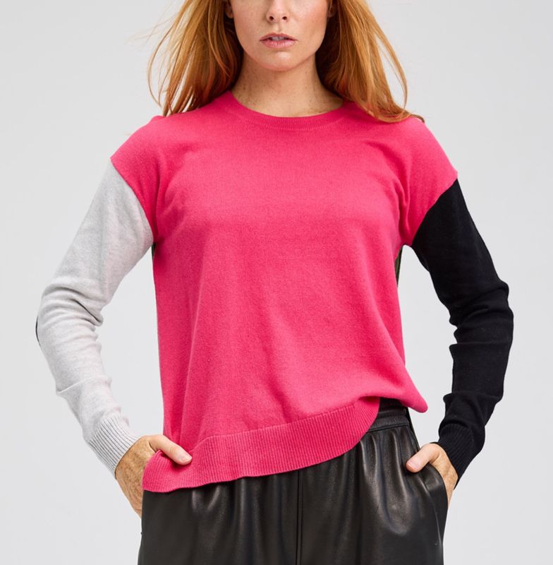 H. Pink Elbow Intarsia Sweater