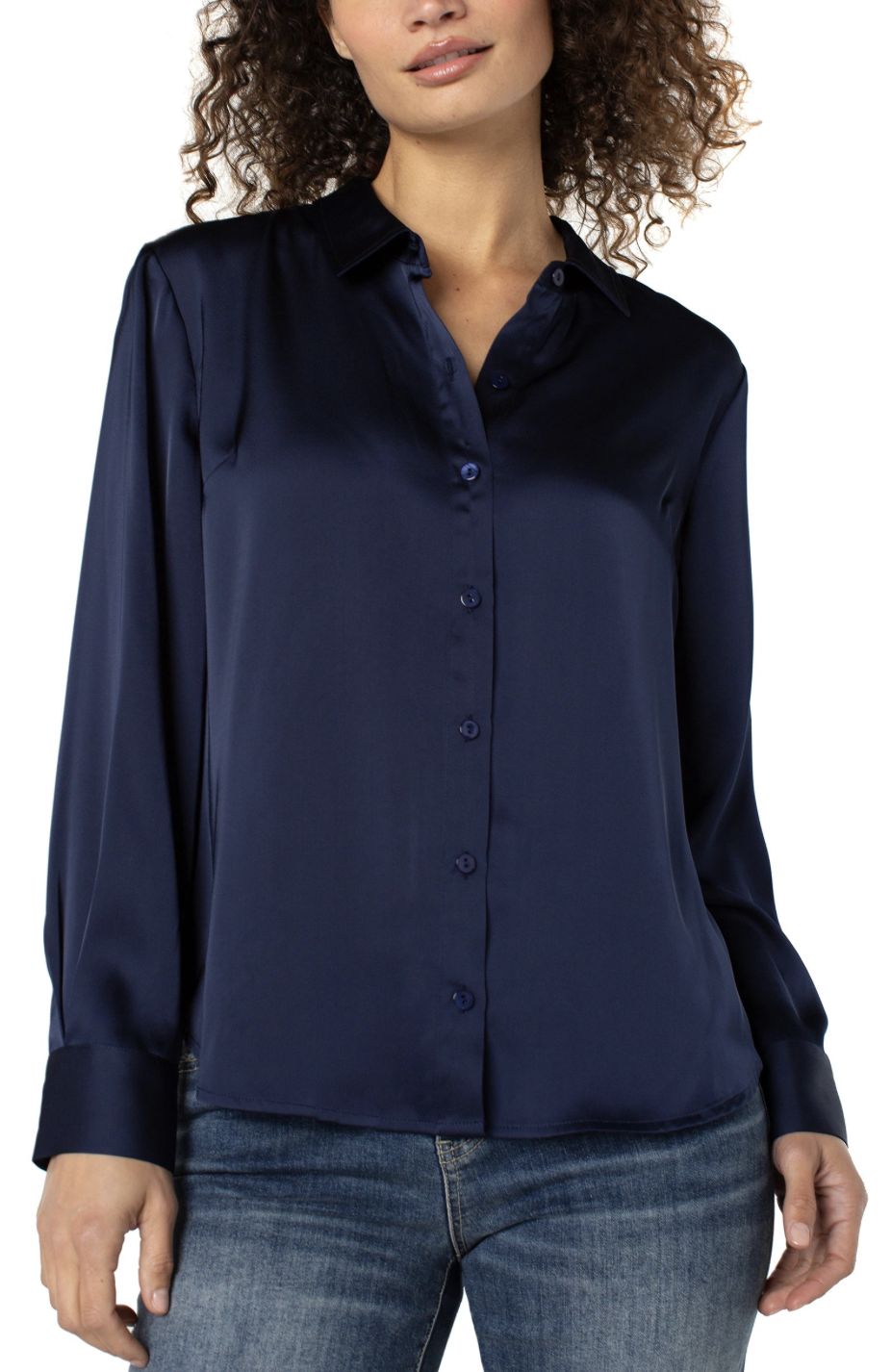 Navy Silky Blouse