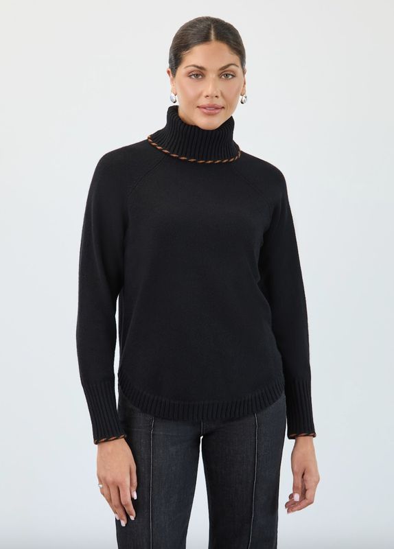 Blk LS Cowl Neck Sweater