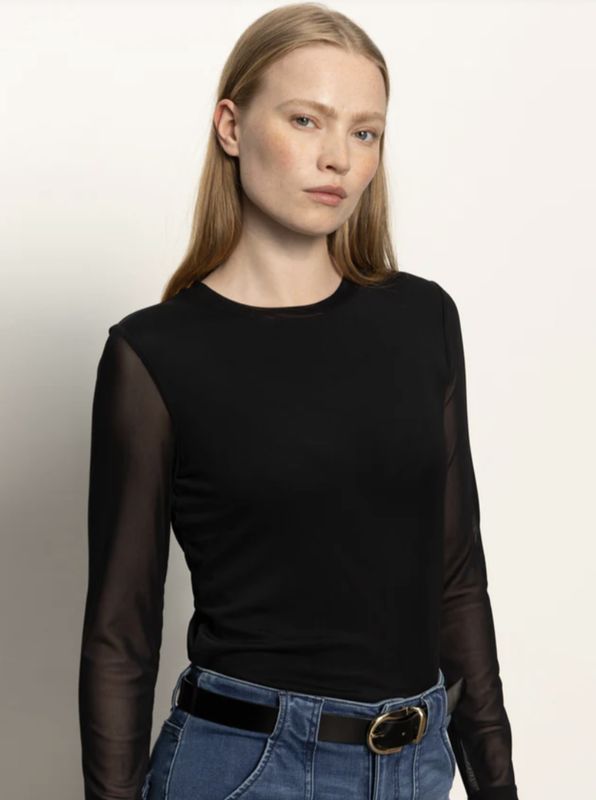 Blk Mesh Perfect LS Tee