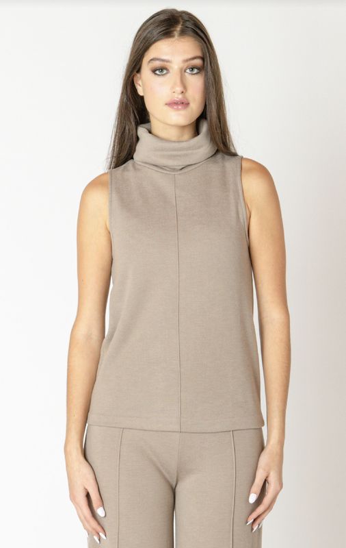 Almond Sleeveless Turtleneck