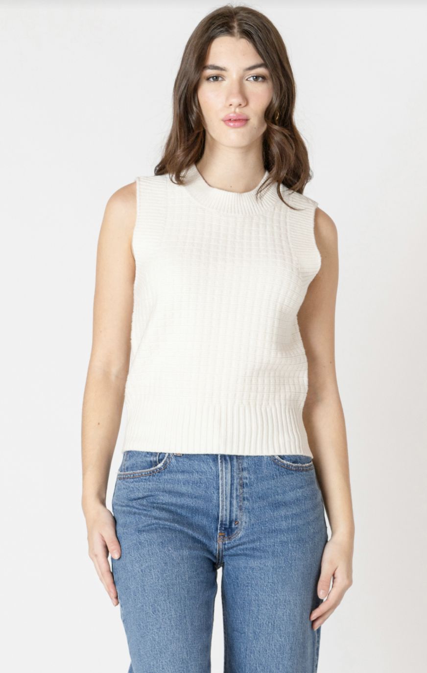 Cream Stitched Sweater Tank