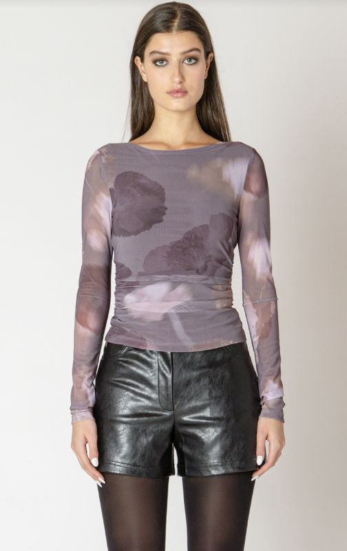 Mauve Floral Mesh Top