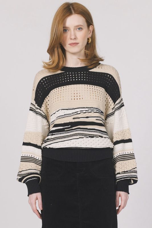 Oat/Blk Maryn Sweater