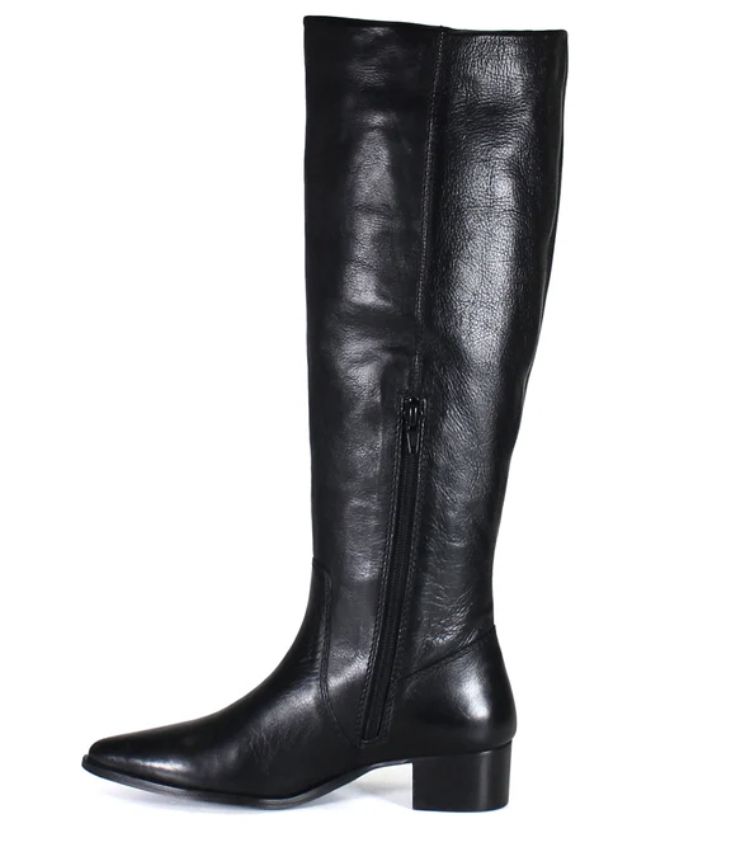 Blk Leather Knee Boots