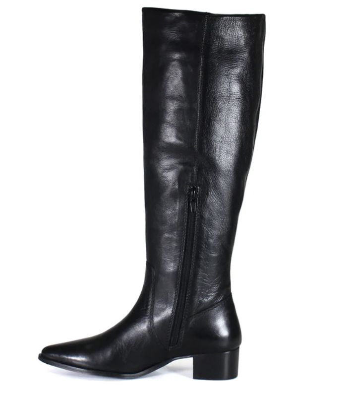 Blk Leather Knee Boots