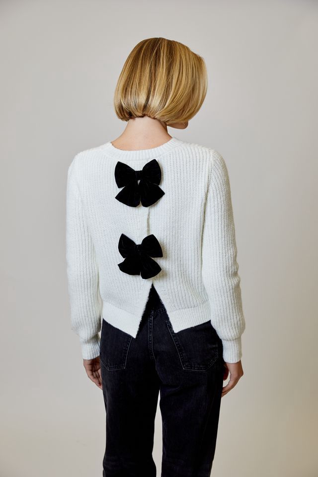 Ivory Bow Back Sweater