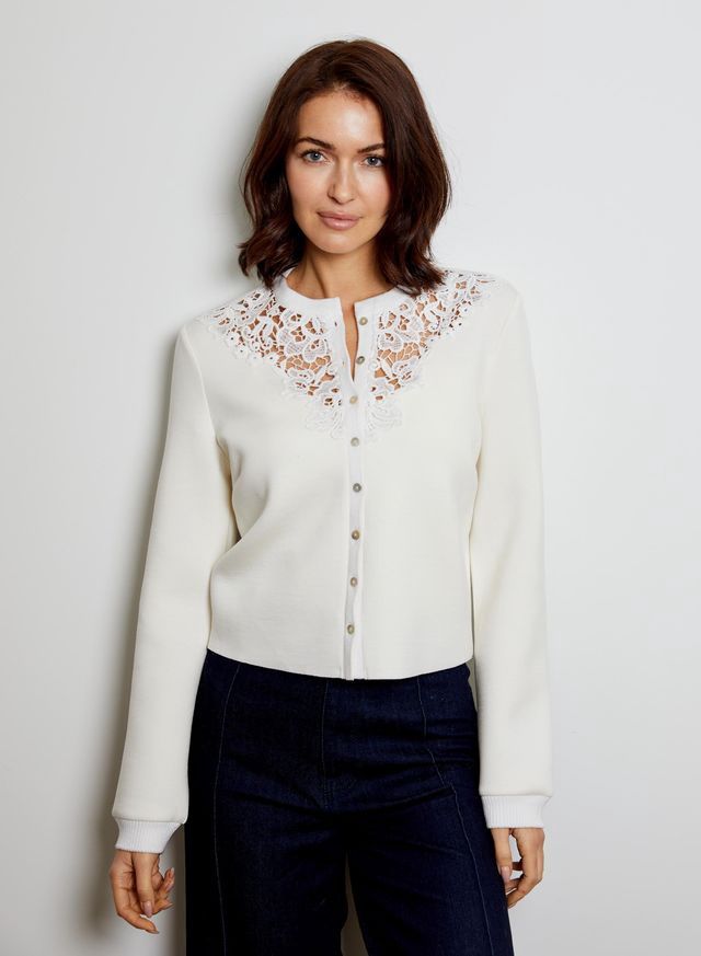 White Lacey Cardi Top