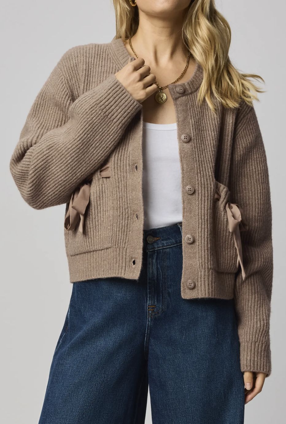 Oak Satin Tie Cardigan