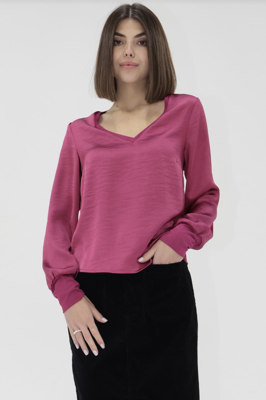 Berry Pink Aya LS Blouse