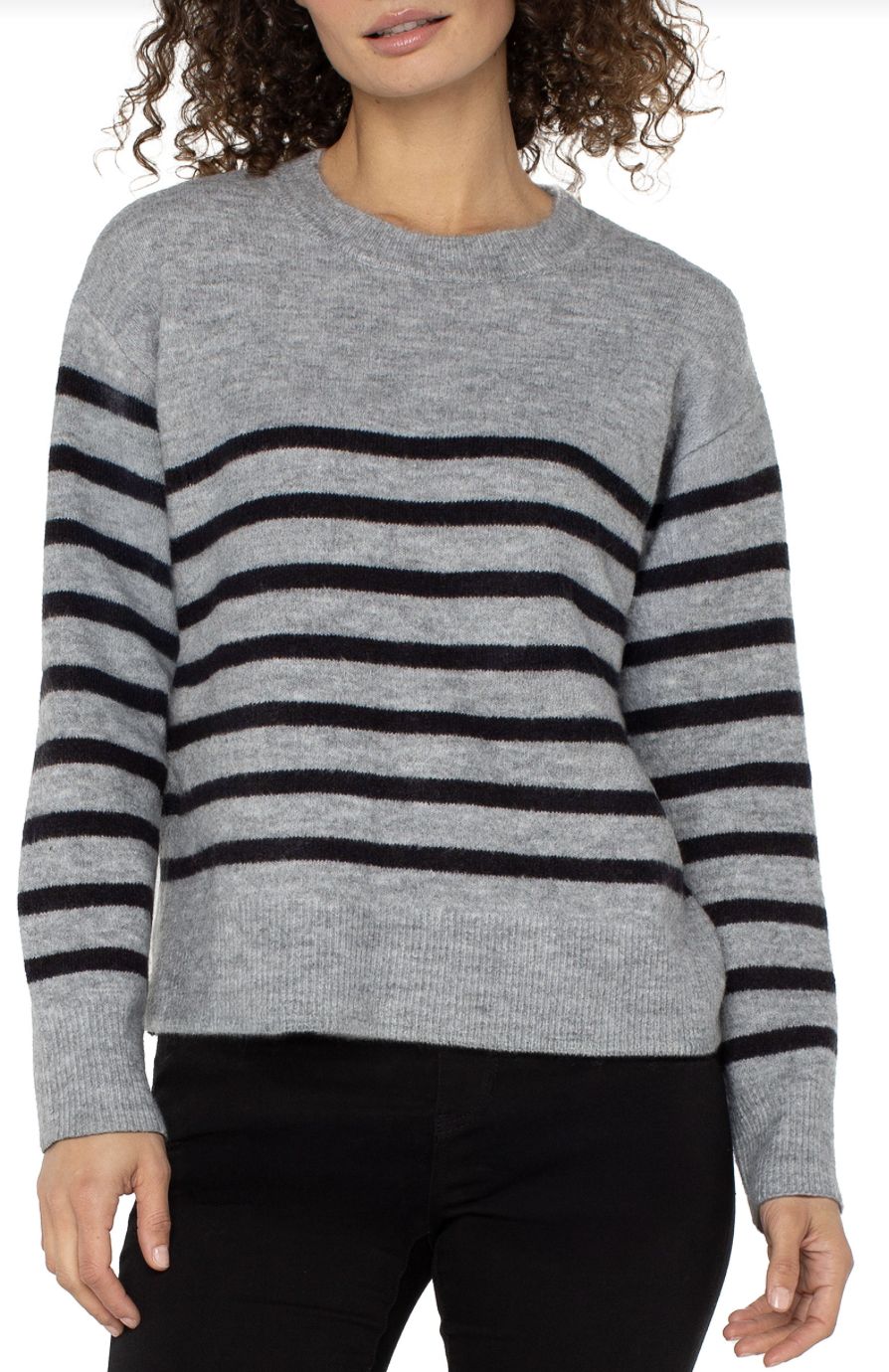 Grey Crew Stripe Sweater