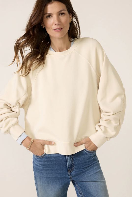 Vanilla Shirred Sweatshirt