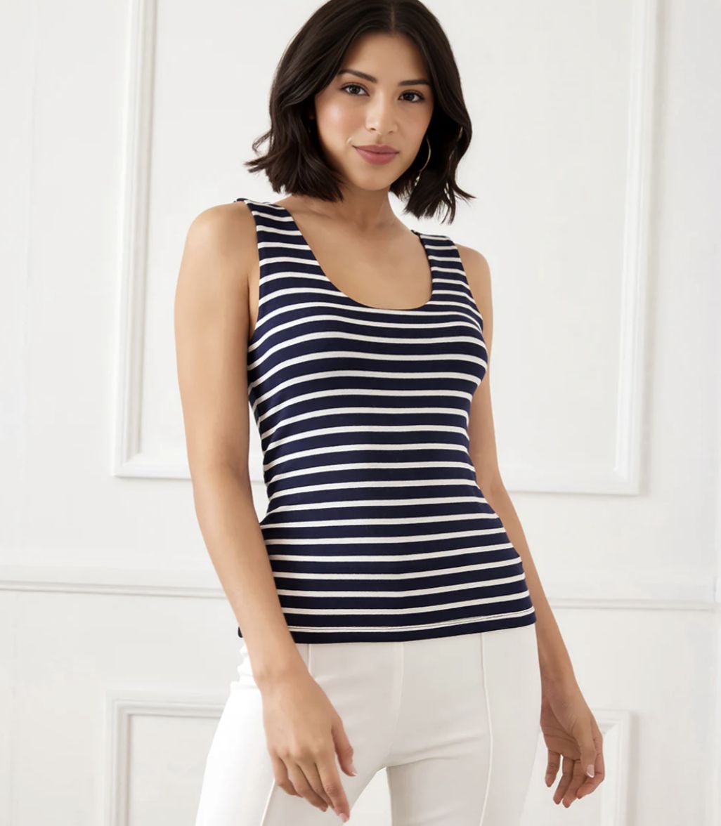 Navy Stripe Double-Layer Tank