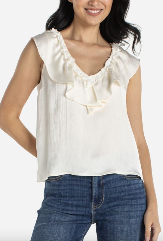 French Vanilla Ruffle Tank